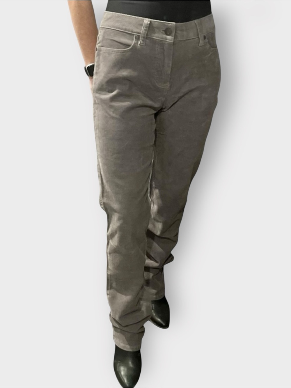 NWT Talbots Corduroy Straight Leg Heritage Fit Pants Grey Taupe Neutral | Size 4